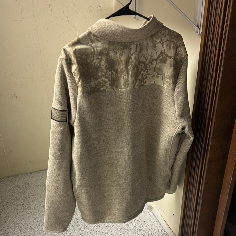 Under Armour Tan Crew Neck Sweater with Decorative Upper Design